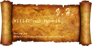 Villányi Henrik névjegykártya